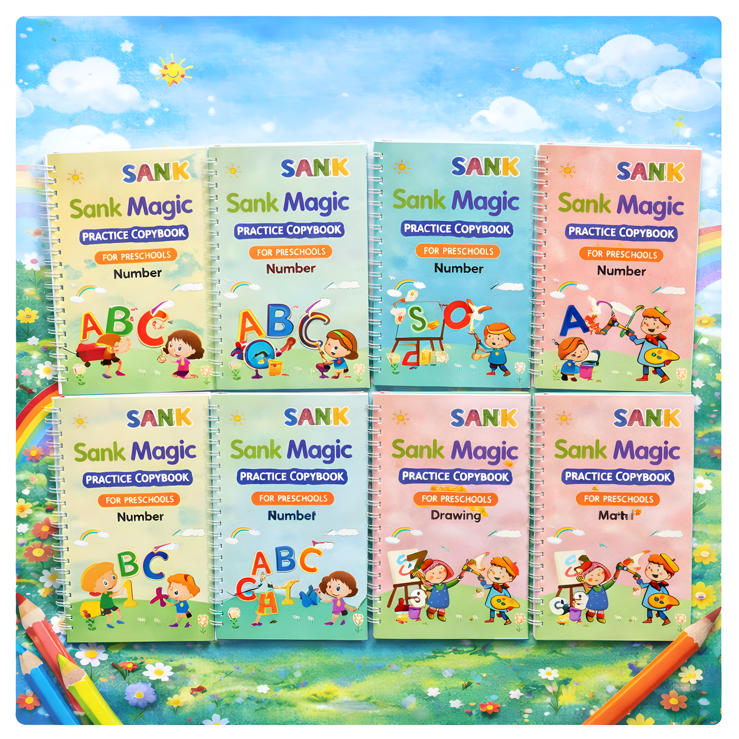 Magic Book (8 Book + 20 Refill+2 Pen+2 Grip)